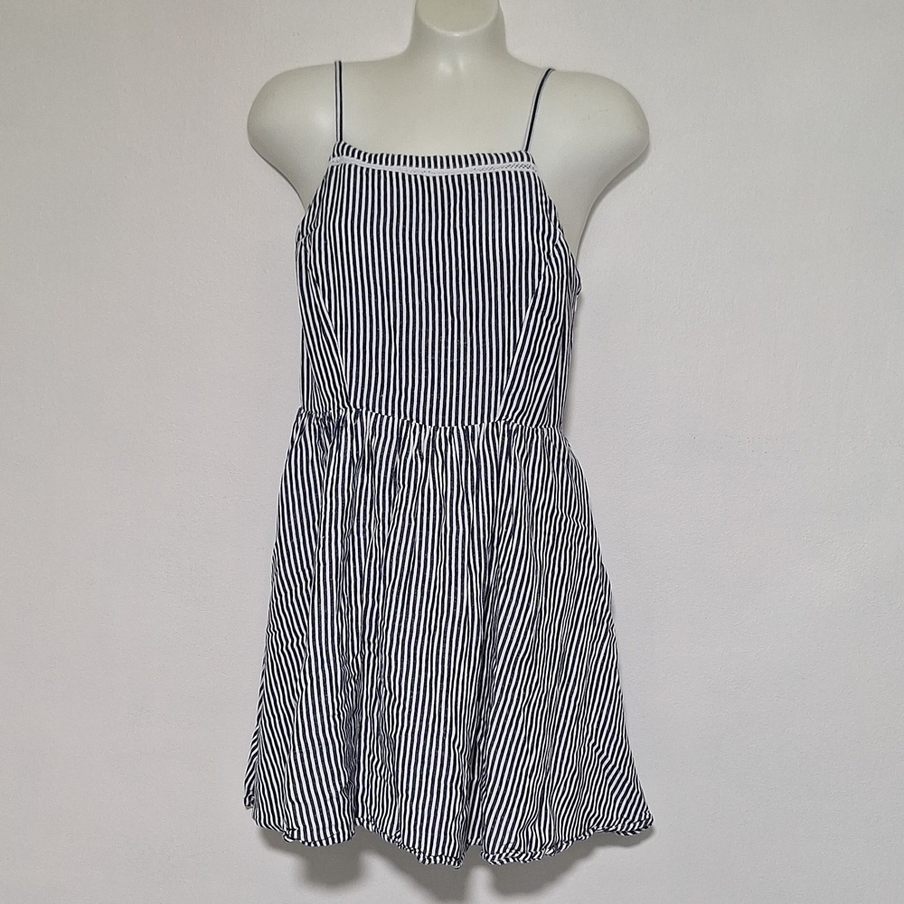 Old Navy Sun Dress Spaghetti Strap Blue White Stripes